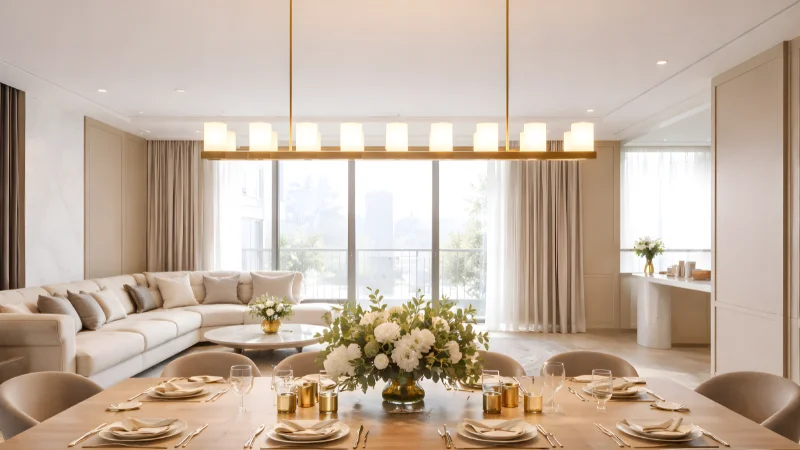 راهنمای انتخاب لوستر خطی برای فضای پذیرایی و اتاق ناهارخوری
